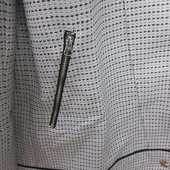 NWT Badgley Mischka Tweed Moto Jacket Grey Multi  Large - Picture 8 of 15